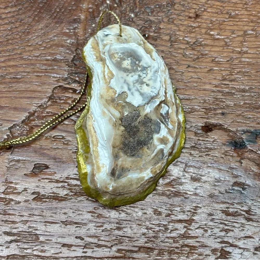 Hand-Painted Pelican Oyster Shell Christmas Ornament Small